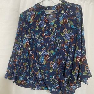 Navy Floral Blouse